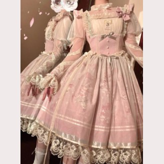 Pink Boned Classic Lolita Dress JSK (UN256)